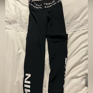 Nike Women’s Black Leggings with White Logo